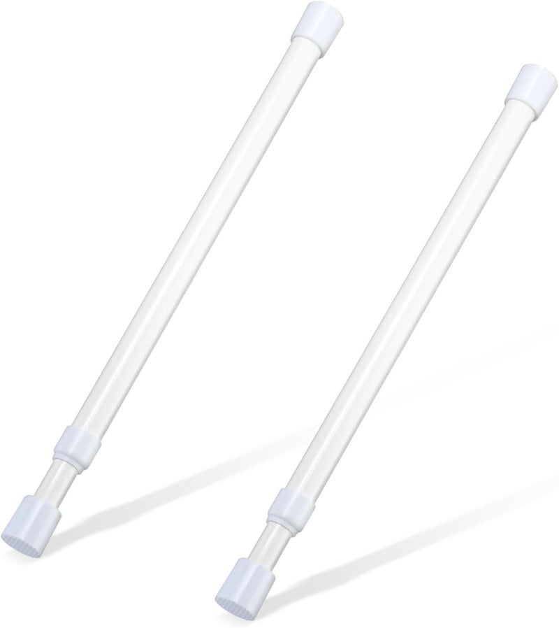 OEH 2 Pcs Small Tension Rod 12-20 inch Spring Rod, Tension Rod Spring Tension Rod, Small Tension Curtain Rod, Short Thin Tension Rods, Mini Tension Rods for Closet, Cabinets, Cupboard, Drawers, White - Image 1